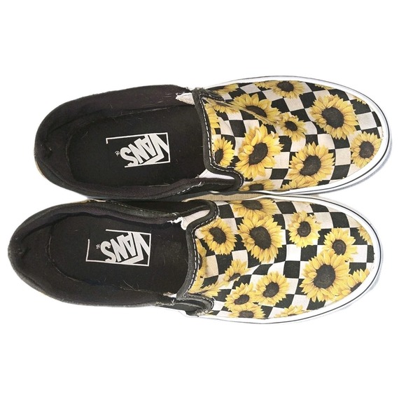 WOMEN'S VANS ASHER CHECKER SUNFLOWERS SKATE SHOES SIZE 7 - Picture 6 of 10